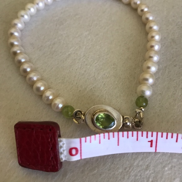 Handmade Fresh water pearls peridot in silver - Picture 6 of 6